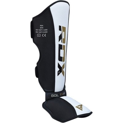 Оригинальная Защита Голени И Голеностопа RDX T4 MMA Gel Padded Leather Shin Instep Guard - Black/White