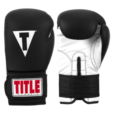 Оригинальные Боксерские Перчатки TITLE Classic Fitness Boxing Gloves - Black/White