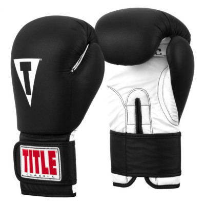 Оригинальные Боксерские Перчатки TITLE Classic Fitness Boxing Gloves - Black/White