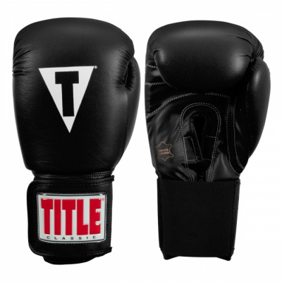 Оригинальные Боксерские Перчатки TITLE Classic Leather Elastic Training Gloves 2.0 - Black Оригинальные Боксерские Перчатки TITLE Classic Leather Elastic Training Gloves 2.0 - Black