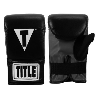 Оригинальные Снарядные Перчатки TITLE Boxing Pro Leather Bag Mitts 3.0 - Black/Grey