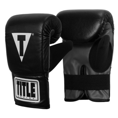 Оригинальные Снарядные Перчатки TITLE Boxing Pro Leather Bag Mitts 3.0 - Black/Grey