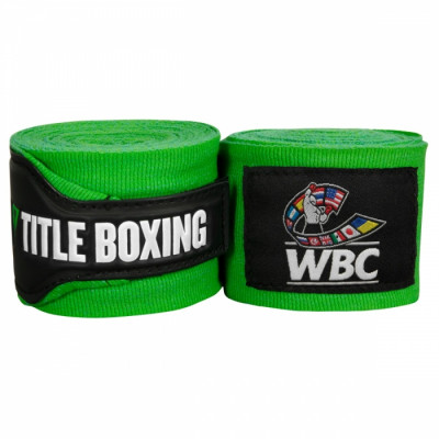Оригинальные Бинты TITLE Boxing WBC Hand Wraps (4.72М) - Green/Black