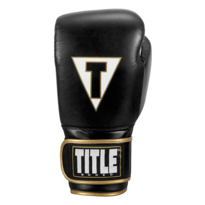 Оригинальные Боксерские Перчатки TITLE Boxeo Mexican Leather Training Gloves Quatro 2.0 - Black/Gold