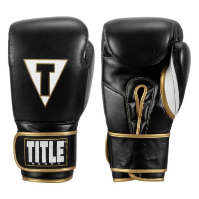 Оригинальные Боксерские Перчатки TITLE Boxeo Mexican Leather Training Gloves Quatro 2.0 - Black/Gold