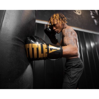 Оригинальные Боксерские Перчатки TITLE Boxing Inferno Intensity Elastic Training Gloves - Black/Gold