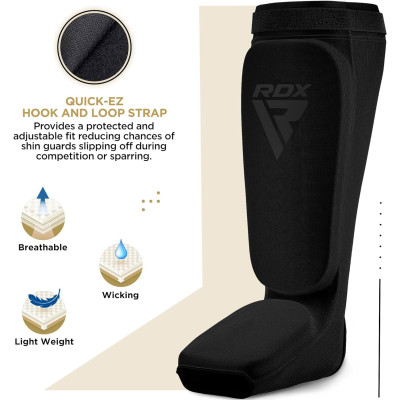 Оригинальная Защита Голени И Стопы RDX SIB Shin Instep Guard OEKO-TEX® Standard 100 Certified - Black/Black