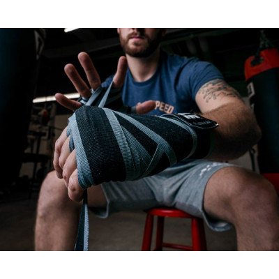 Оригинальные Бинты TITLE Platinum 180” Semi Elastic Hand Wraps (4.5M) - Black/Grey