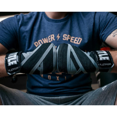 Оригинальные Бинты TITLE Platinum 180” Semi Elastic Hand Wraps (4.5M) - Black/Grey