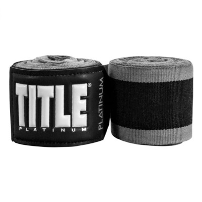 Оригинальные Бинты TITLE Platinum 180” Semi Elastic Hand Wraps (4.5M) - Black/Grey
