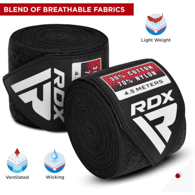 Оригинальные Бинты RDX WX Professional Boxing Hand Wraps (4.5M) - Black
