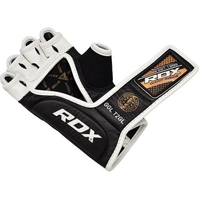 Оригинальные Перчатки RDX T2 Leather MMA Grappling Gloves - Black/Golden