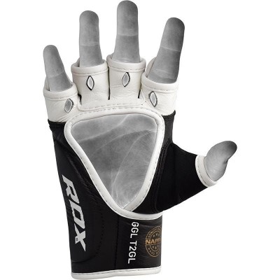 Оригинальные Перчатки RDX T2 Leather MMA Grappling Gloves - Black/Golden