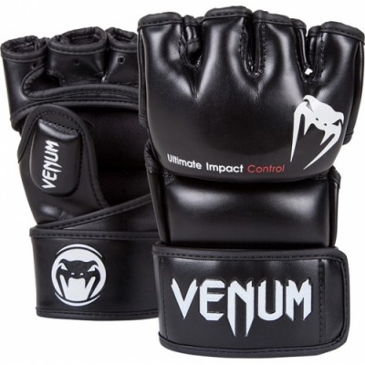 Оригинальные Перчатки Venum Impact MMA Gloves - Skintex Leather - Black