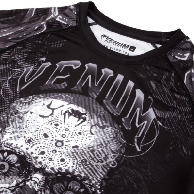 Оригинальный Рашгард Venum Santa Muerte 3.0 Rashguards S/S - Black/White