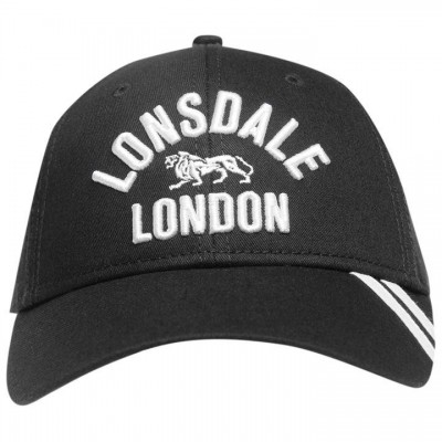 Оригинальная Бейсболка Lonsdale 2 Stripe Cap Mens - Black/White