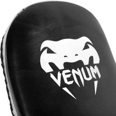 Оригинальные Тай-Пады Venum Elite Leather Kick Pads - Black/Ice